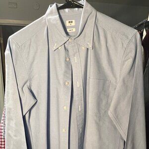 Uniqlo Blue 100% Cotton Slim Fit Long-Sleeve Button-Up Shirt SZ XS